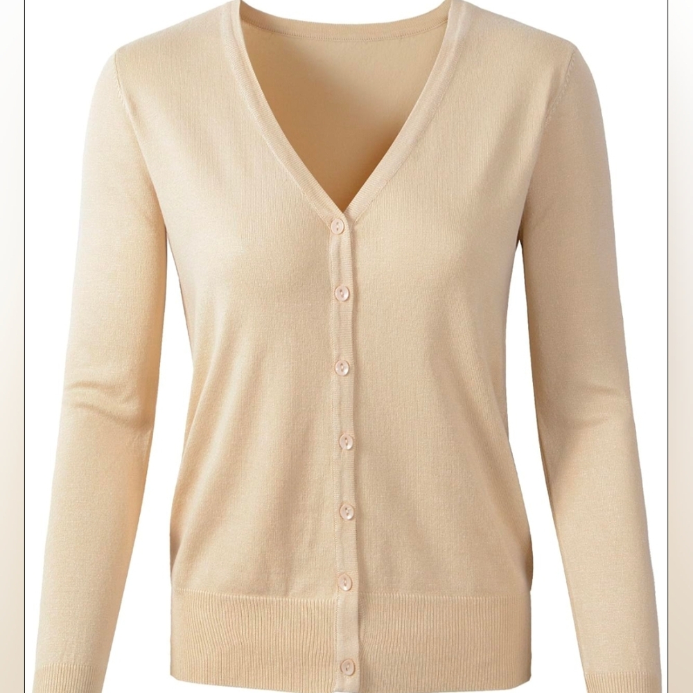 Light Yellow V-Neck Cardigan